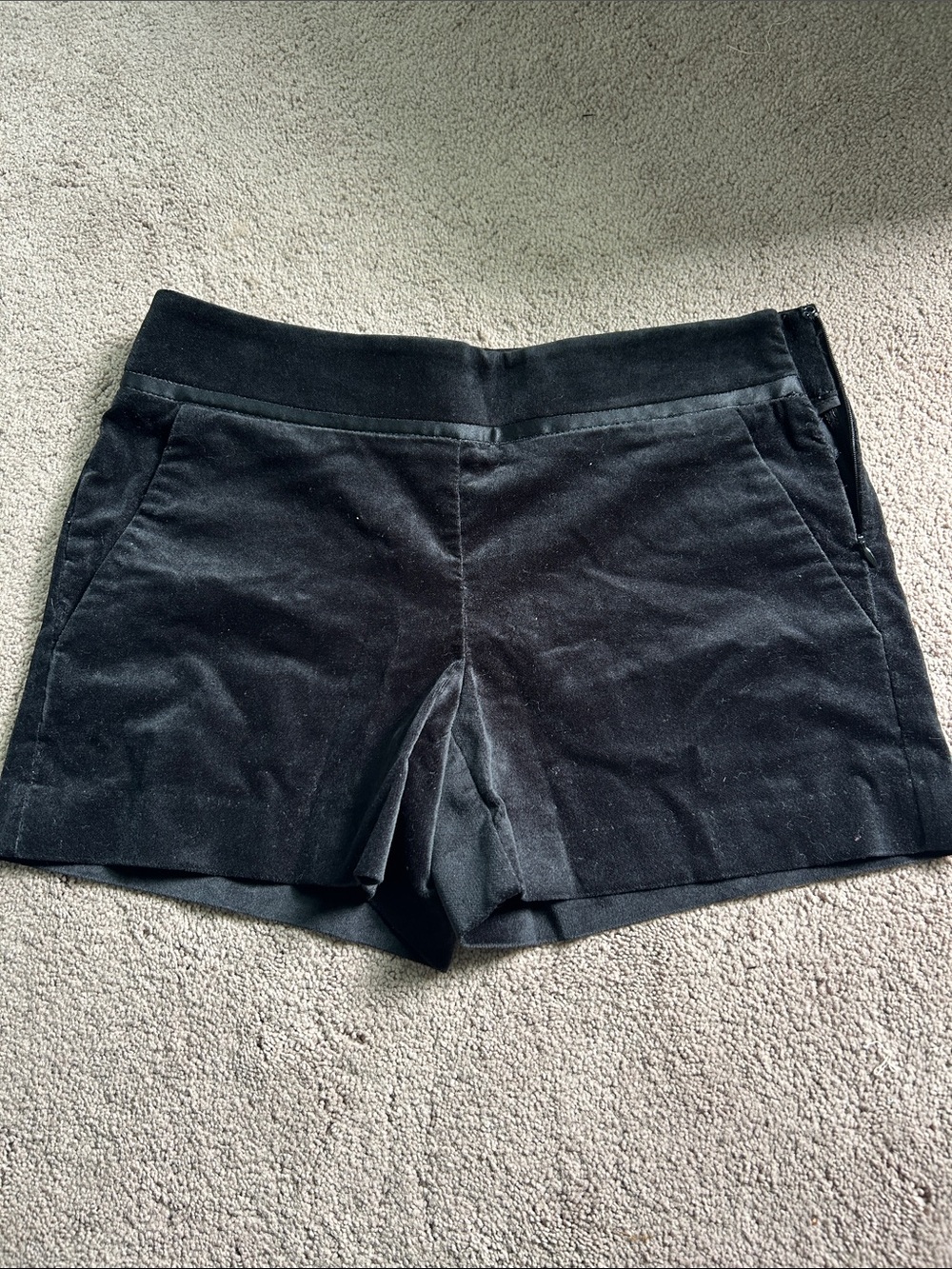 LOFT Black Women's Velvet Shorts - Size 2